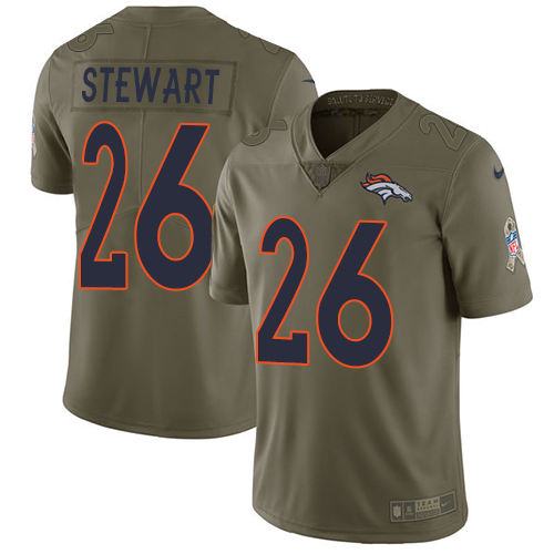 Nike Broncos #26 Darian Stewart Olive Men's Stitched NFL Limited Salute to Service Jersey - Click Image to Close